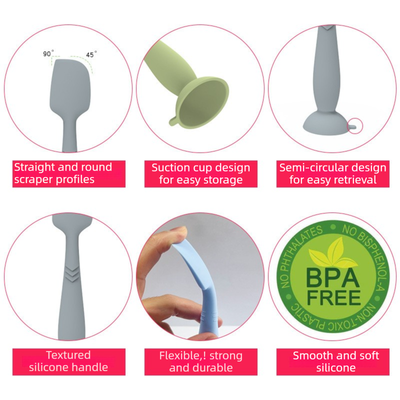 4-Pack Grey Small Silicone Ointment Applicator Spatulas(10 CM x 3.3 CM) view 5