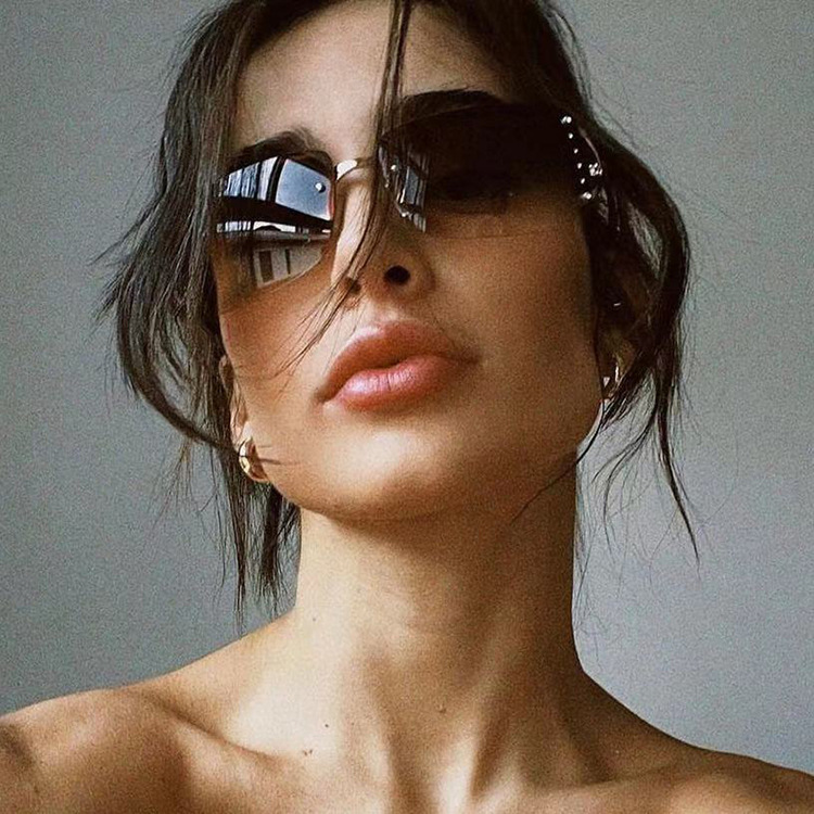 Y2K Rimless Butterfly UV400 Sunglasses for Women(Gold/Brown Gradient) - Bling view 7