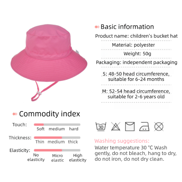 2-Pack Pink Kids Sun Hat and Travel Beach Fisherman Cap(S Size for Head view 4