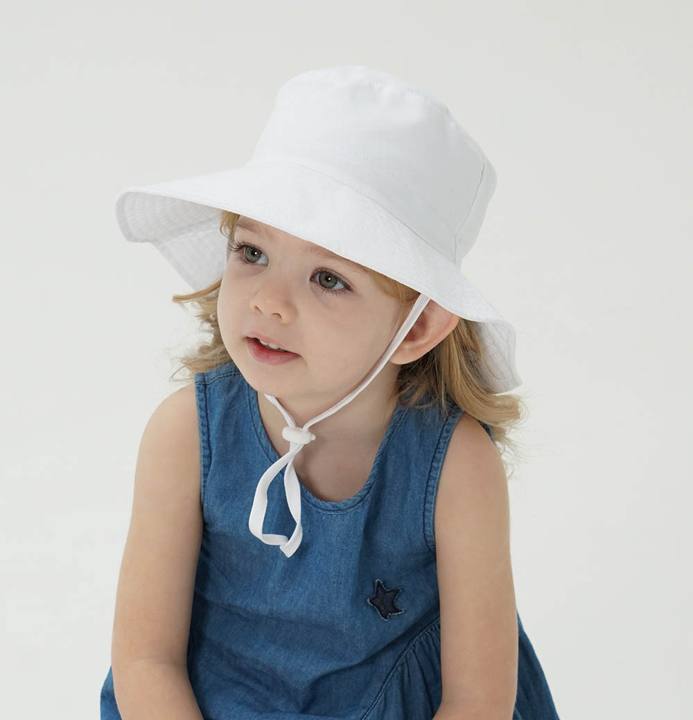 2-Pack White Kids Sun Hat and Travel Beach Fisherman Cap(S Size for Head view 2