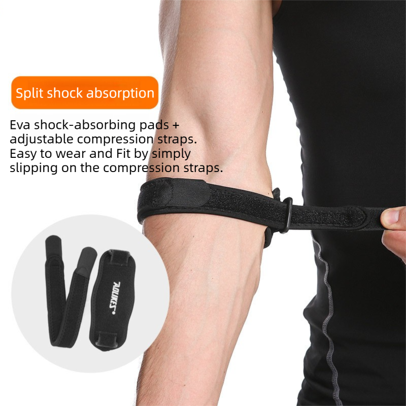 One-Pair Dark Grey Adjustable Compression Elbow Brace with Thick Sponge view 2