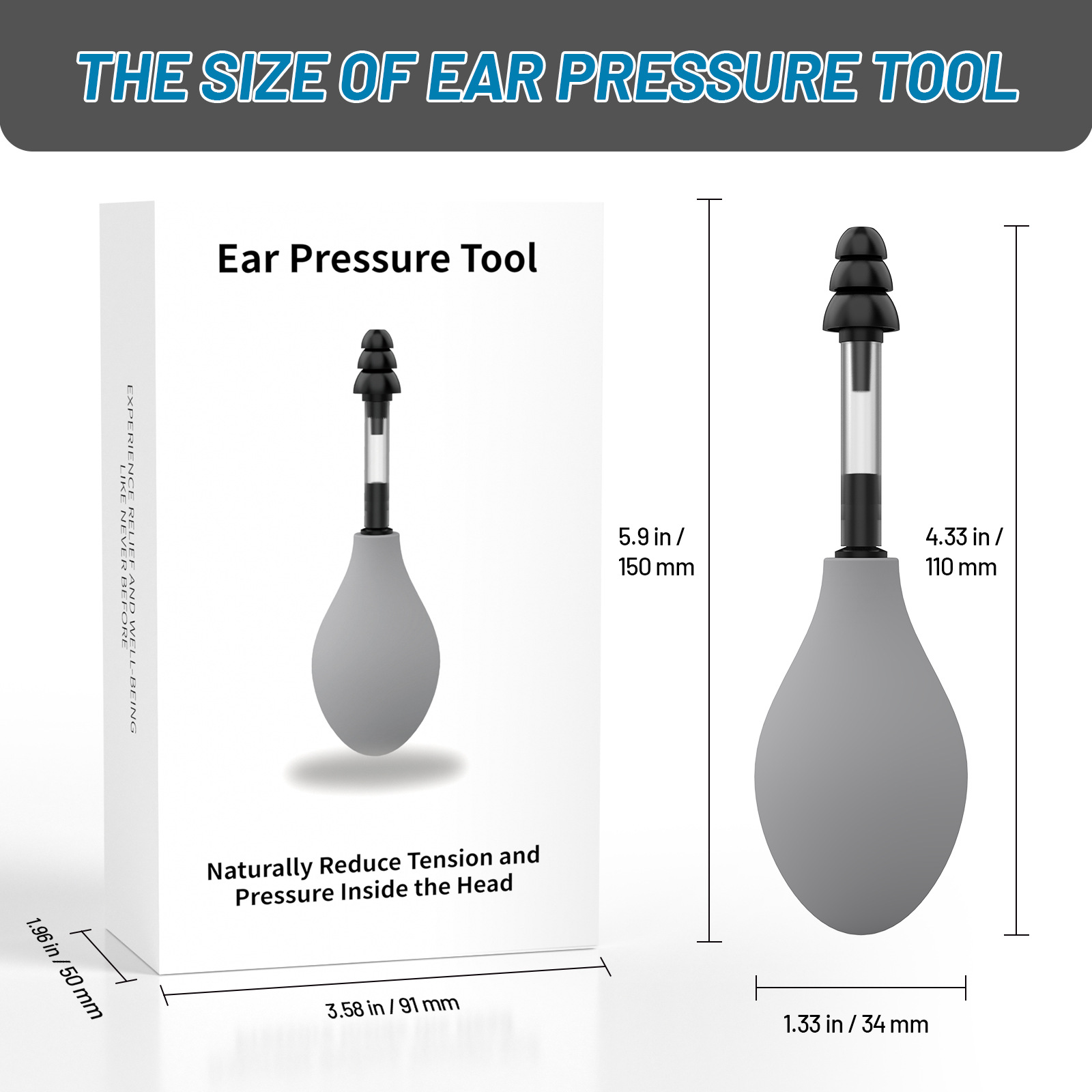 Grey Portable Manual Ear Massager - Natural Relief and Decompression Tool view 5