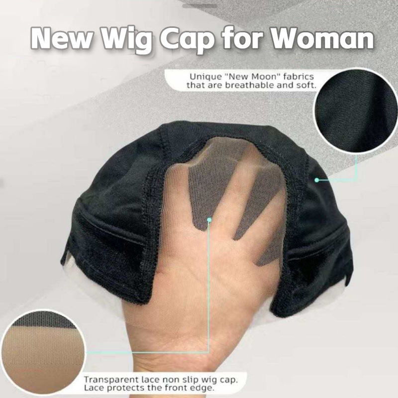 2-Pack Black U-Part Open-Ear Wig Cap with 4x5 Inch Double Velvet Lace view 3