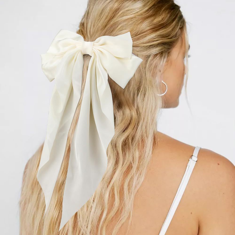 8-Color Set Luxury Satin Bow Hair Clips for Women - French Barrette Style — image 1