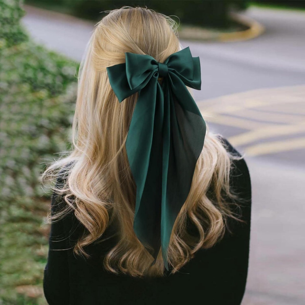 8-Color Set Luxury Satin Bow Hair Clips for Women - French Barrette Style view 2