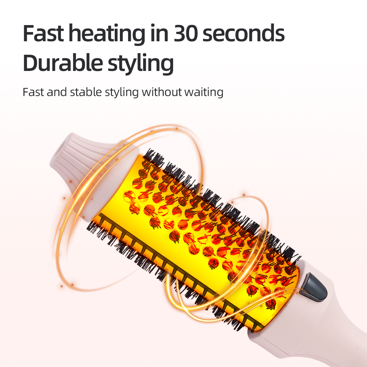 2-in-1 Pink Volumizing Hair Straightening Brush & Curling Iron - Tourmaline view 4