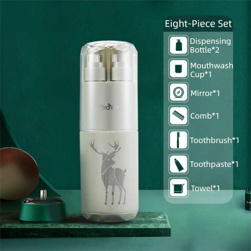Green Deluxe 8-in-1 Travel Toiletry Set - Portable All-in-One Toothbrush Holder