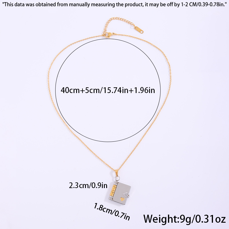 Gold-Sliver Titanium Steel Fading-Resistant Envelope Locket Necklace view 5