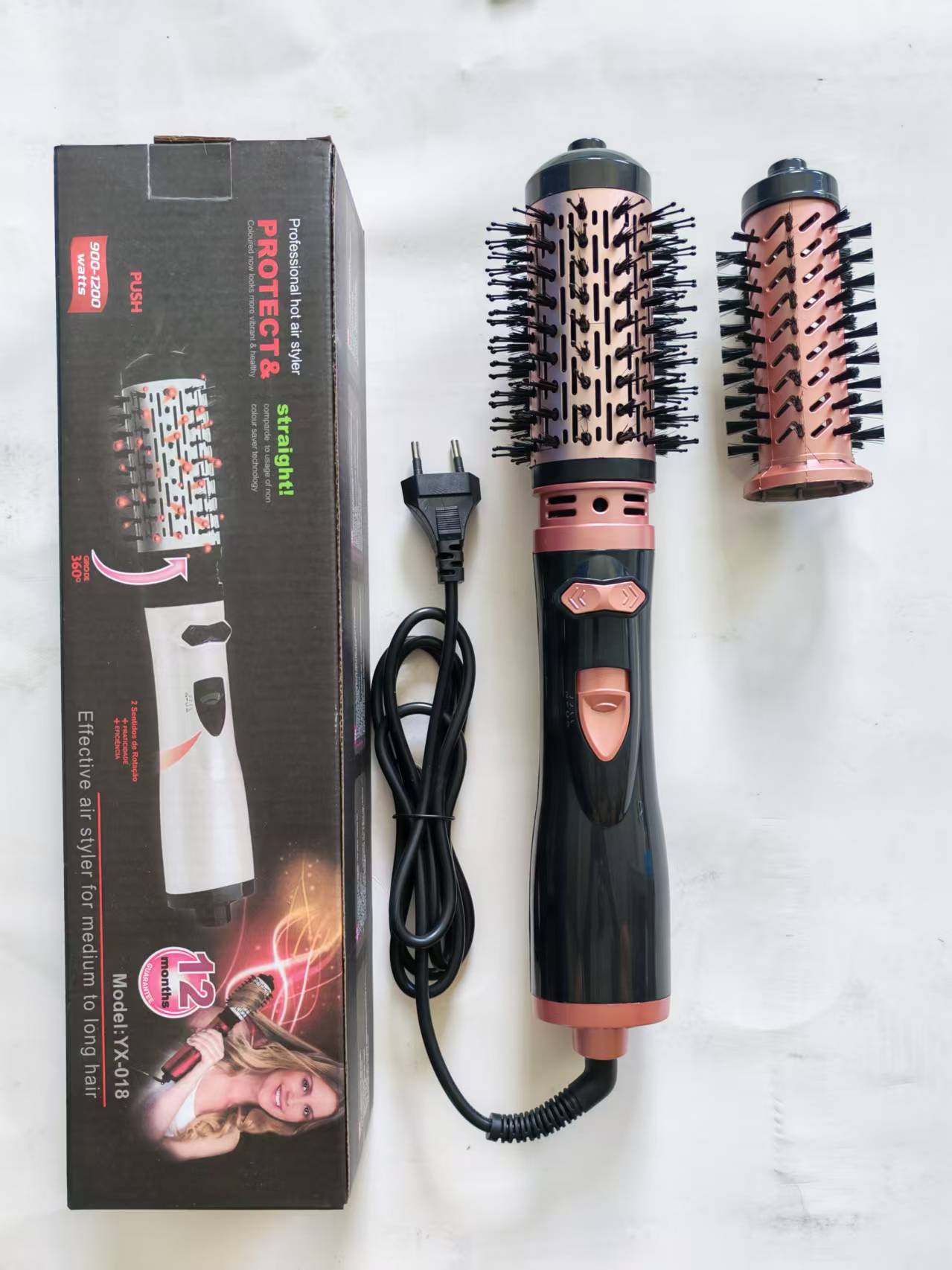 2-in-1 Pink Automatic Rotating Hot Air Styler(38/50mm Curling Barrel) — image 1