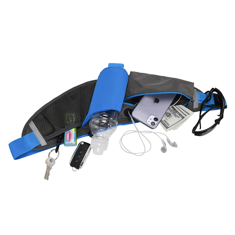Blue Adjustable Large Capacity Outdoor Sports Running Waist Pack(Waistline view 3