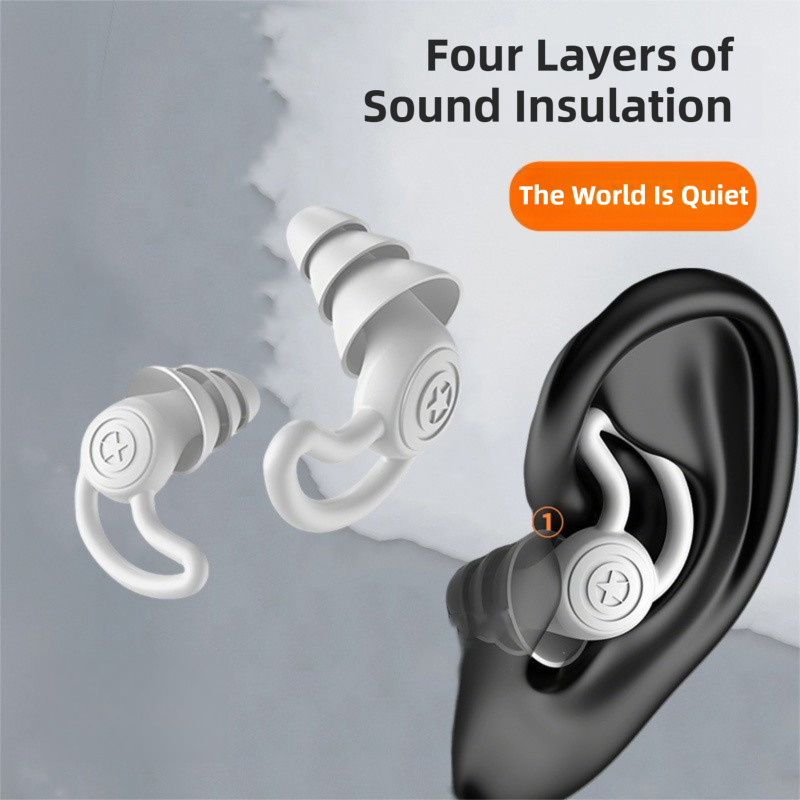 2-Pairs Blue Noise Reduction Silicone Ear Plugs for Swimming view 4