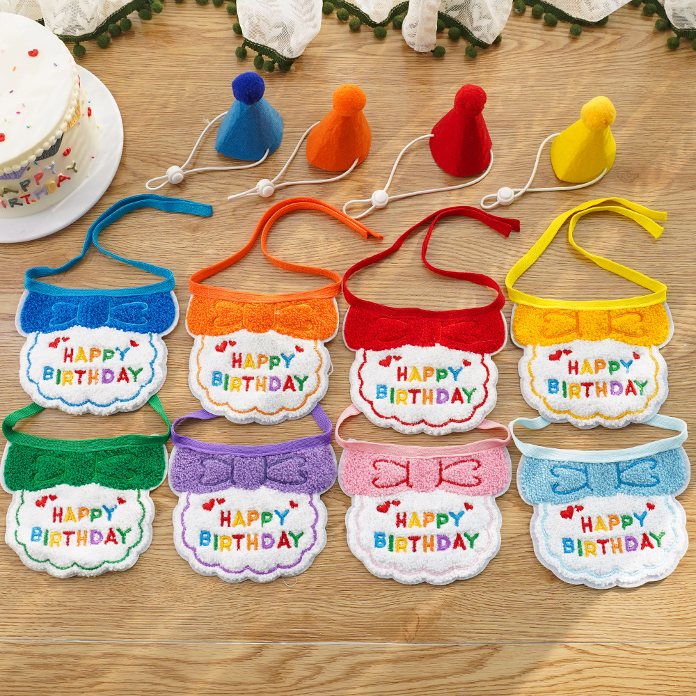 4-Pack Adorable Pet Dog Cat Birthday Party Hat & Bib Set(Pink & Light Blue) view 4