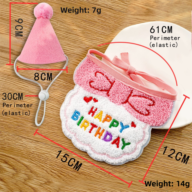 4-Pack Adorable Pet Dog Cat Birthday Party Hat & Bib Set(Green & Red) view 5
