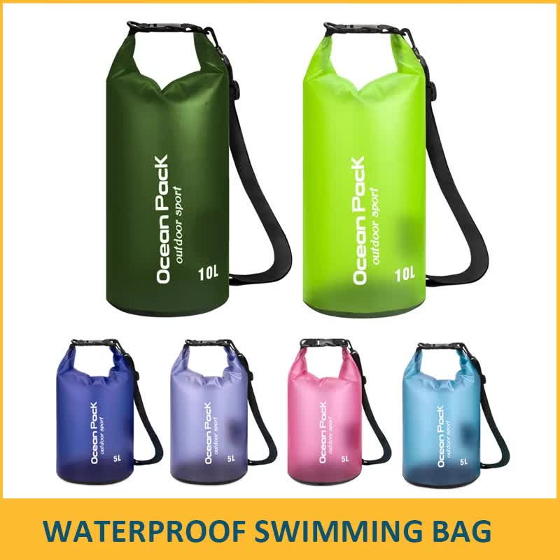 Dark Green 5L PVC Waterproof Swimming Bag Bonus with Waterproof Phone Pouch view 3