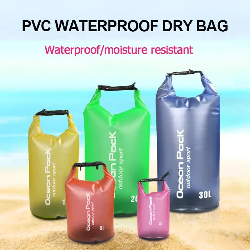 Black 20L PVC Waterproof Swimming Bag Bonus with Waterproof Phone Pouch view 2