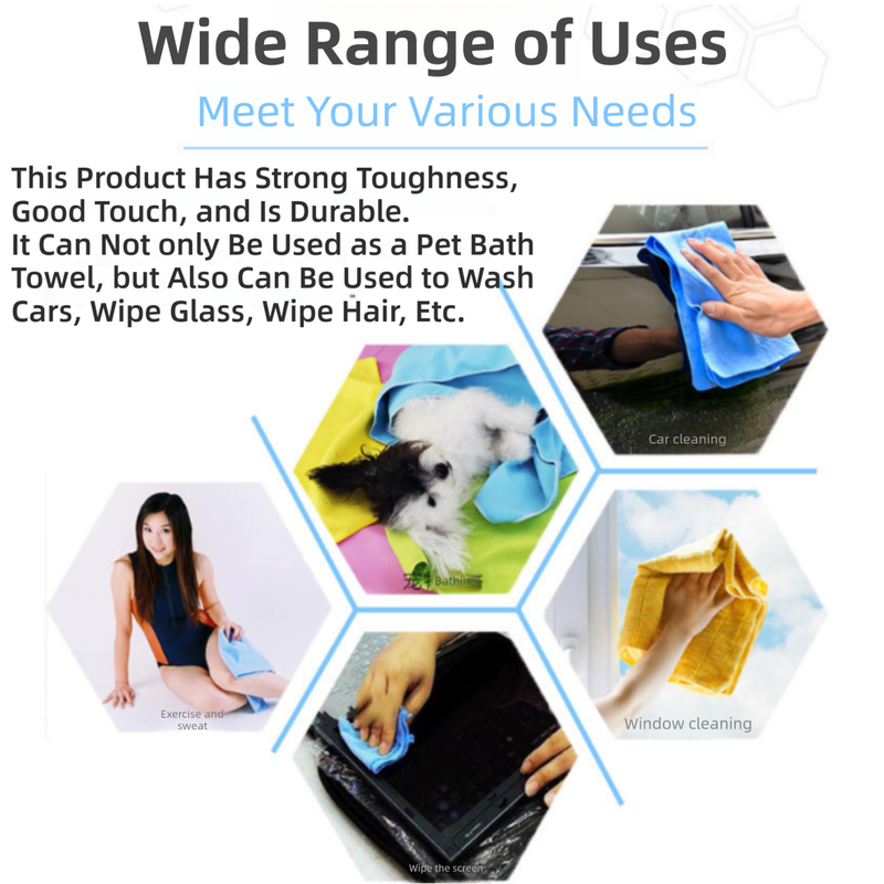 2-Pack Medium Size Super Absorbent Quick Drying Pet Towel with Storage view 4