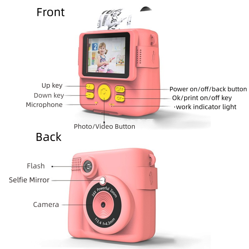 Blue ABS-681 Portable Kids Mini Digital Polaroid with 32GB Card view 6