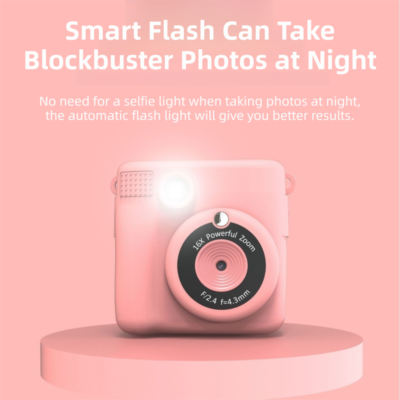Purple ABS-681 Portable Kids Mini Digital Polaroid with 32GB Card view 3