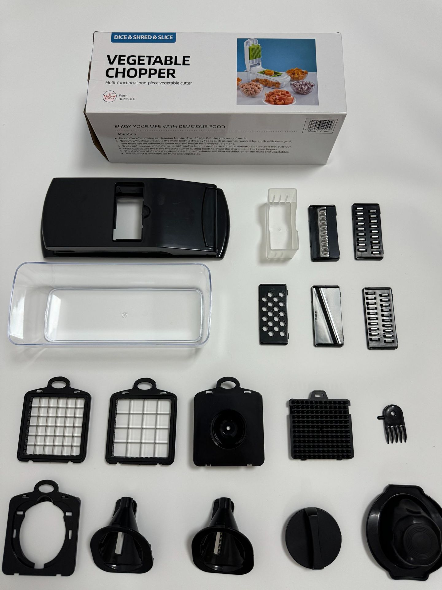 18-Piece Black Multi-Function Vegetable Chopper & Slicer Set - Rotary Grater view 7