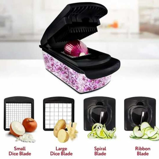 18-Piece Black-White Multi-Function Vegetable Chopper & Slicer Set - Rotary view 2