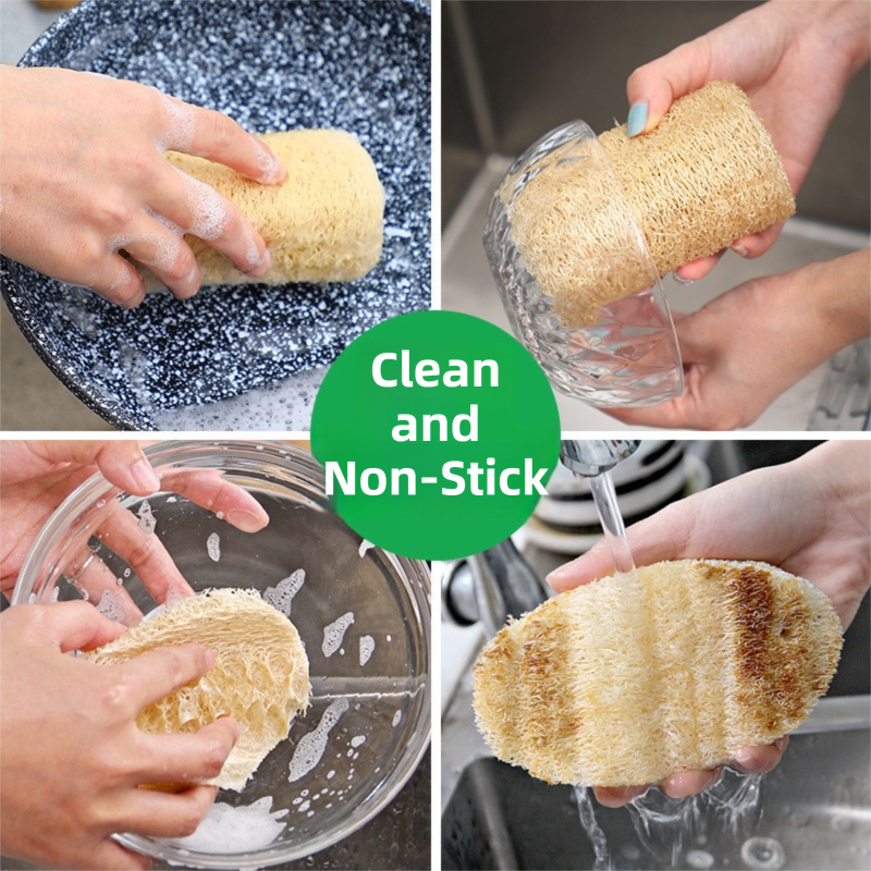 4-Pack Natural Loofah Sponge Scrubber (Oval Compressed Slice: 13x8CM) view 4