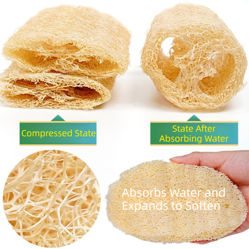 4-Pack Premium Soft Square Natural Loofah Segment Scrubber With Hanging Rope view 3