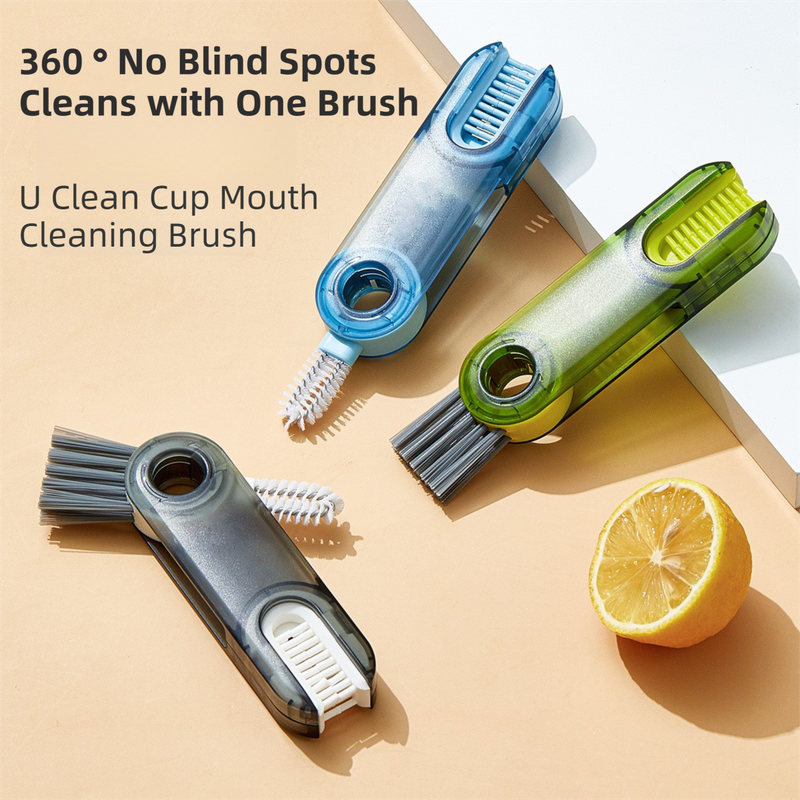 2-Packs 3-in-1 Green Portable & Compact U-Shape Deeply-Cleaning Brush view 2