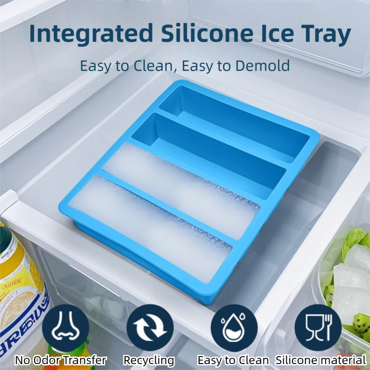 2-Packs Black Flexible 4-Grid Silicone Long Ice Cube Tray with Lid - Easy view 2