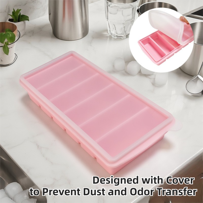 2-Packs Blue 6-Grid Extra Long Silicone Ice Cube Tray - Easy Release Reusable view 6