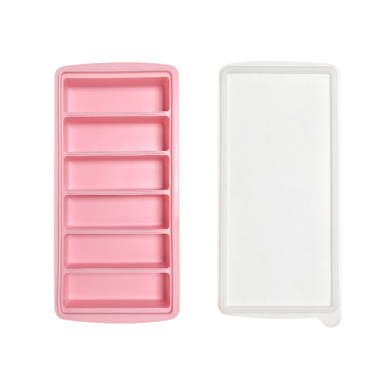 2-Packs Pink 6-Grid Extra Long Silicone Ice Cube Tray - Easy Release Reusable