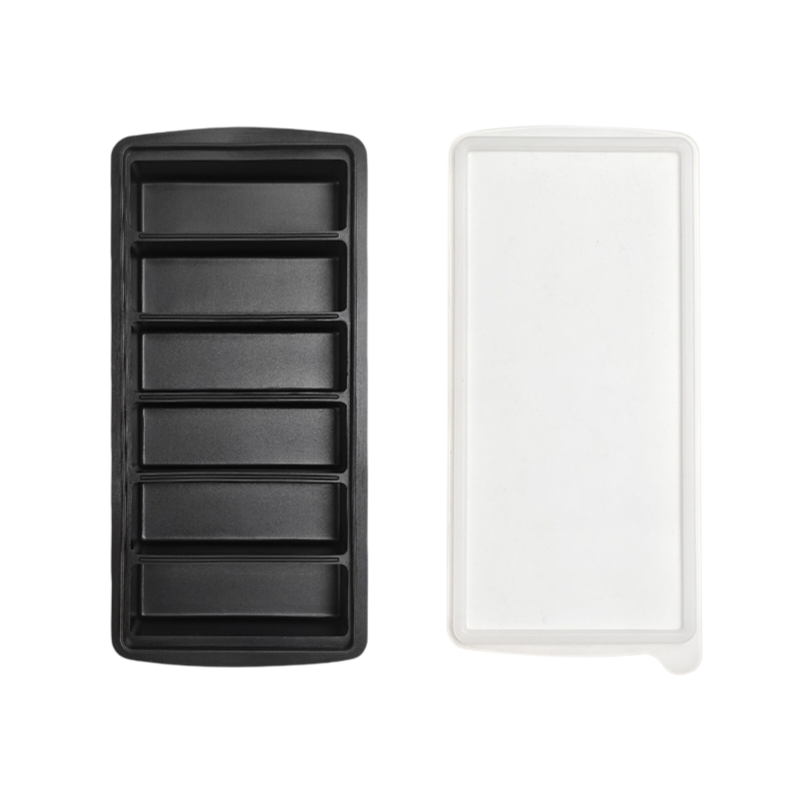 2-Packs Black 6-Grid Extra Long Silicone Ice Cube Tray - Easy Release Reusable