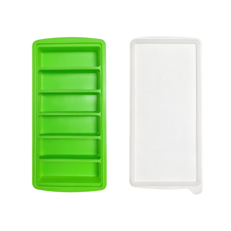 2-Packs Green 6-Grid Extra Long Silicone Ice Cube Tray - Easy Release Reusable