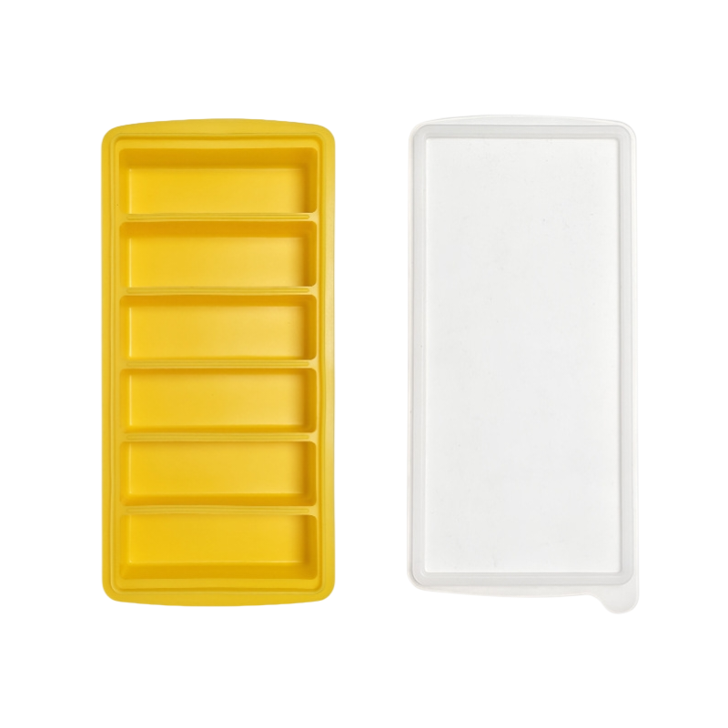 2-Packs Yellow 6-Grid Extra Long Silicone Ice Cube Tray - Easy Release