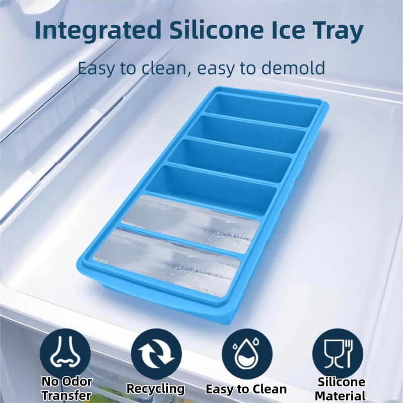 2-Packs Yellow 6-Grid Extra Long Silicone Ice Cube Tray - Easy Release view 2