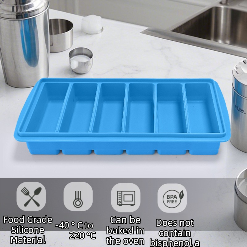 2-Packs Yellow 6-Grid Extra Long Silicone Ice Cube Tray - Easy Release view 3