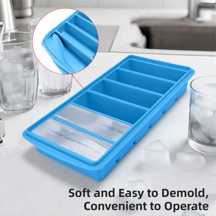 2-Packs Yellow 6-Grid Extra Long Silicone Ice Cube Tray - Easy Release view 5