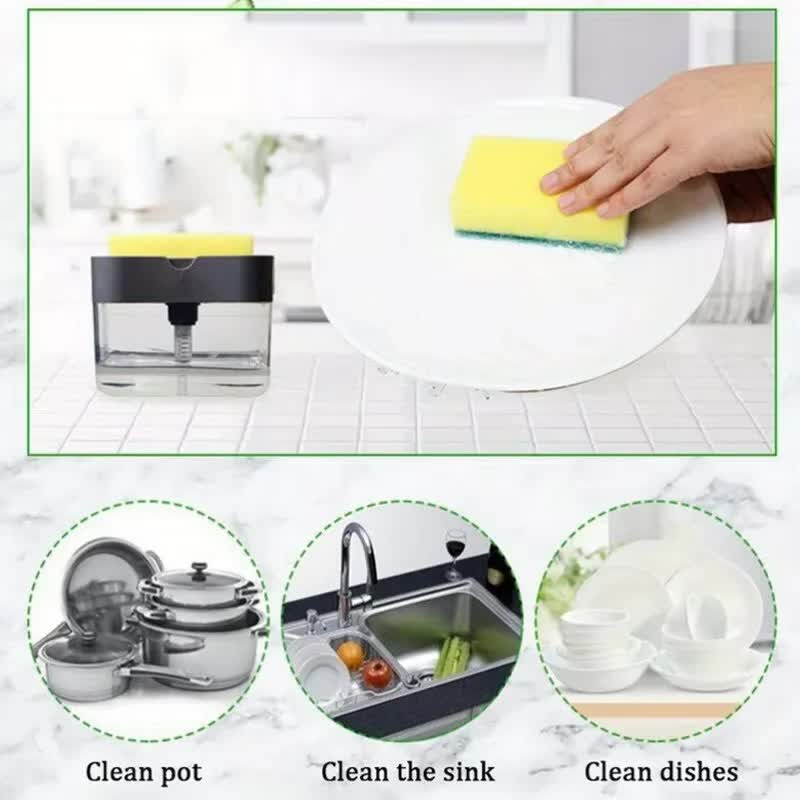 2-Pack Black Kitchen Press-Type Dish Soap Dispenser & Sponge Caddy - 2-in-1 view 3