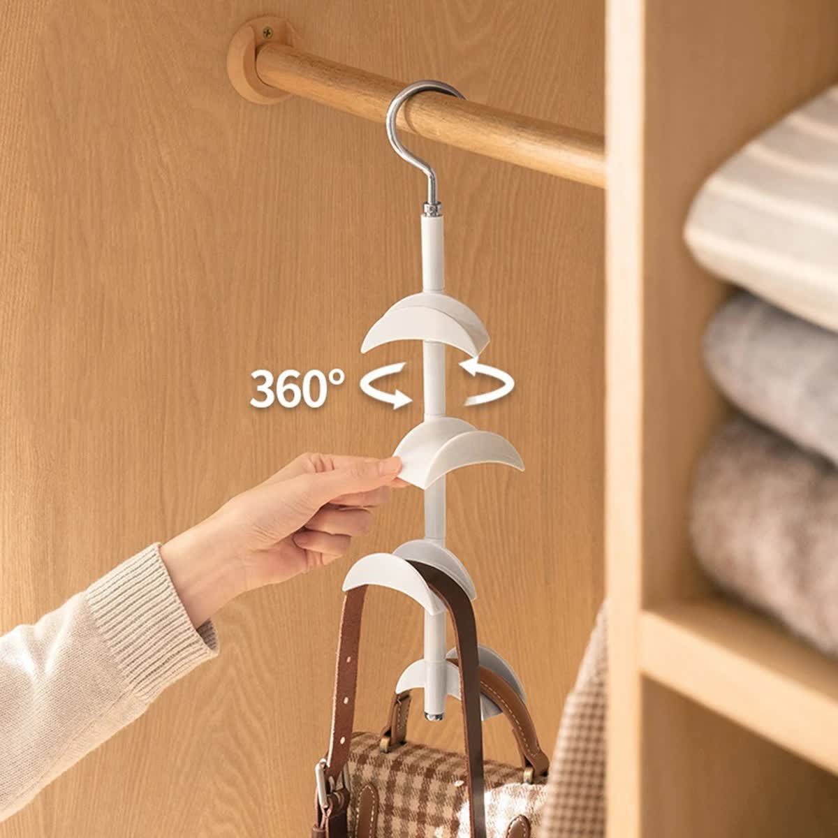 2-Pack Black 360 Degree Rotating 4-Tier Closet Organiser Hook view 4