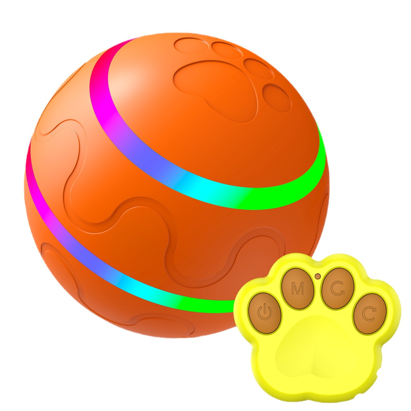 Orange Durable TPU Smart Interactive Electric Pet Toy Ball With Remote