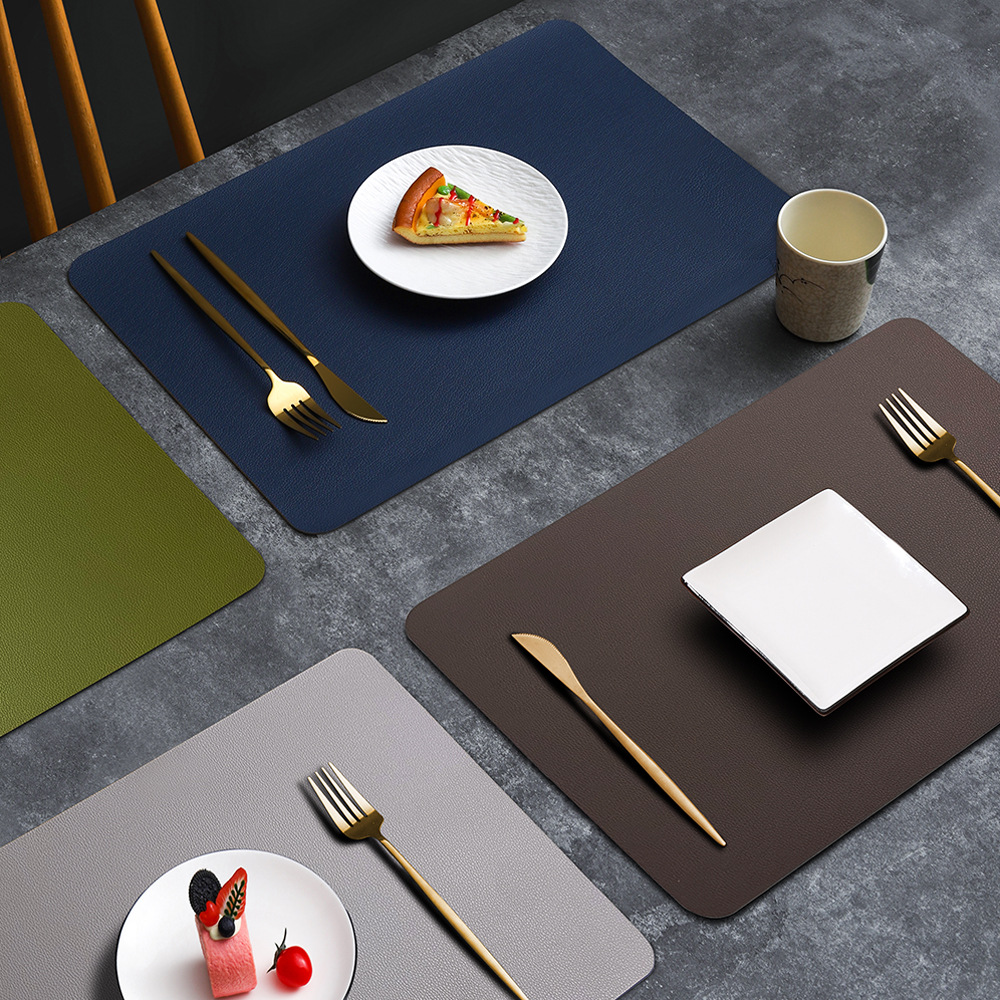 2-PCS Military green and light grey PVC Double-Sided Lychee Texture Table Mat view 3