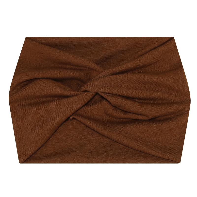 5-PCS Brown Women's Extra Wide Turban Headband - Elastic Yoga & Sports Hair Wrap — image 1
