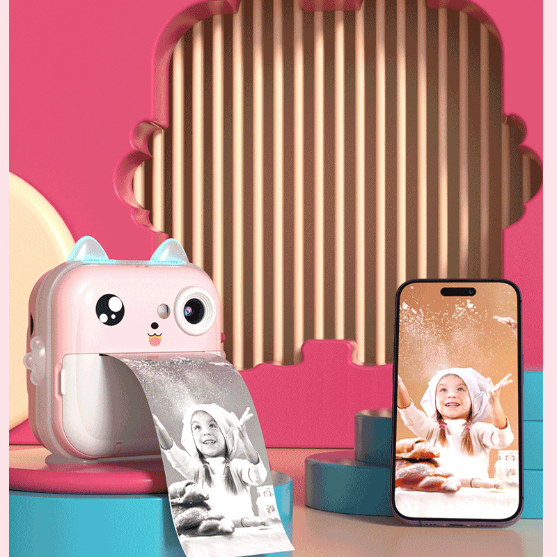 Pink rabbit Kids Instant Print Camera Zero Ink Digital Video Recorder with view 2