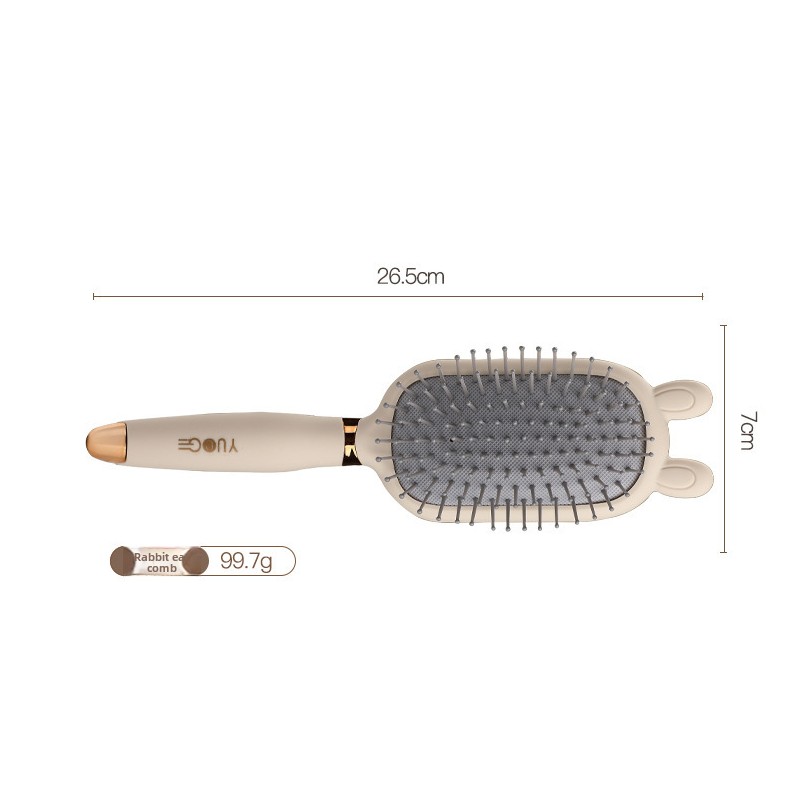 Rabbit ear comb Soft Touch Air Cushion Hair Brush with Built-in Cleaning Claw view 5