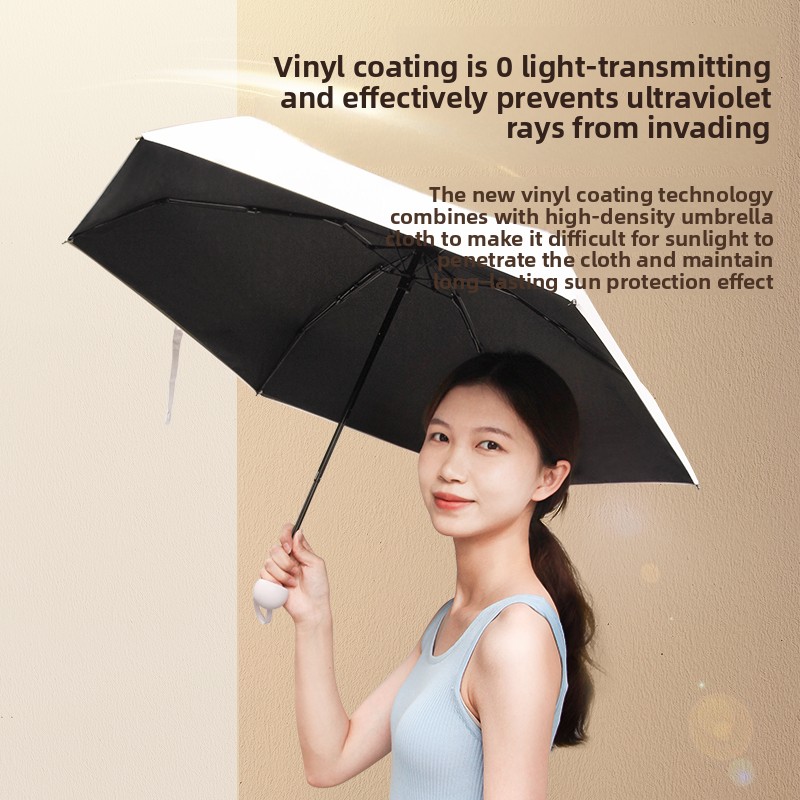 Coral pink Compact Mini Travel Umbrella UPF50+ UV Protection Waterproof 6-Fold view 3