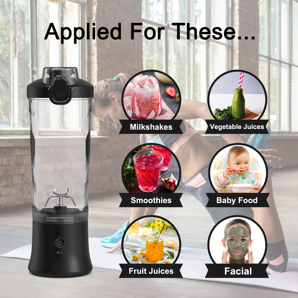 Light purple Portable Blender 600ml Personal Smoothie Maker USB Rechargeable view 2