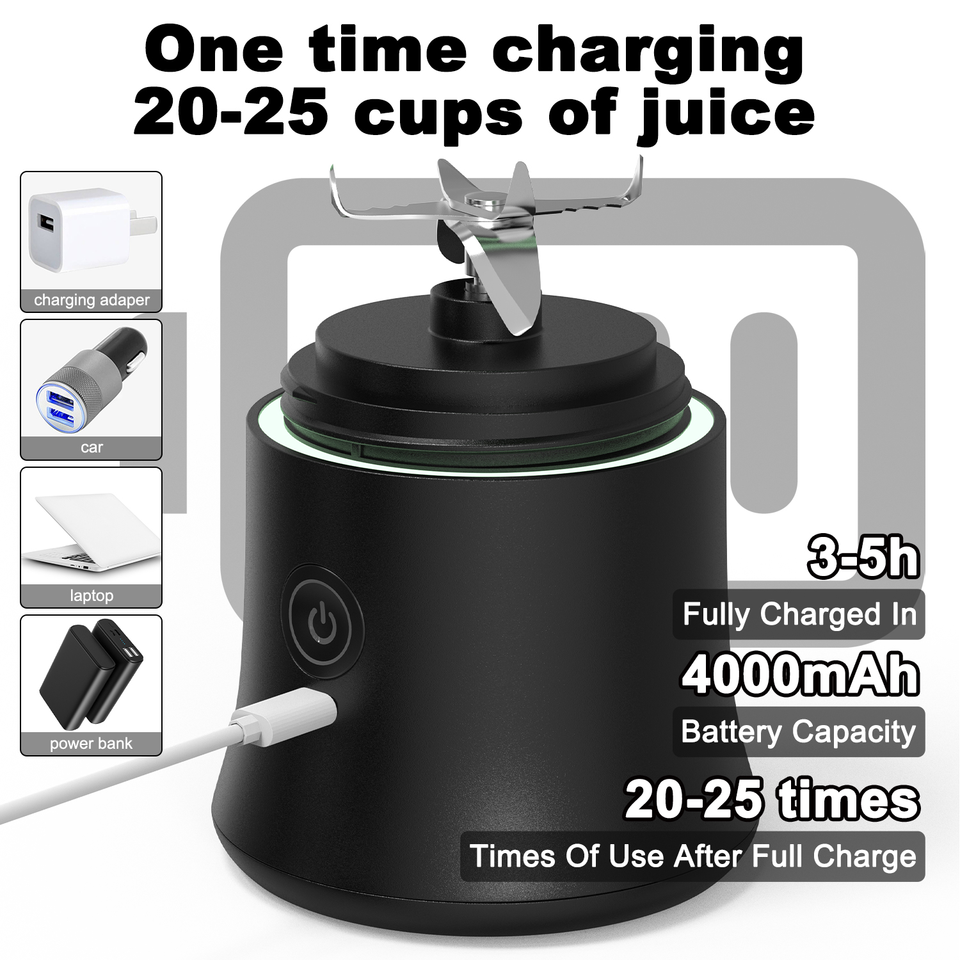 Yellow Portable Blender 600ml Personal Smoothie Maker USB Rechargeable Juicer view 4