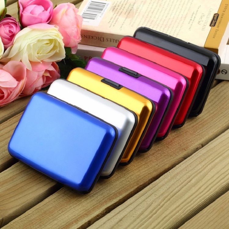 3-Pcs Red Slim Aluminium Credit Card Holder RFID Blocking Wallet Hard Shell view 3