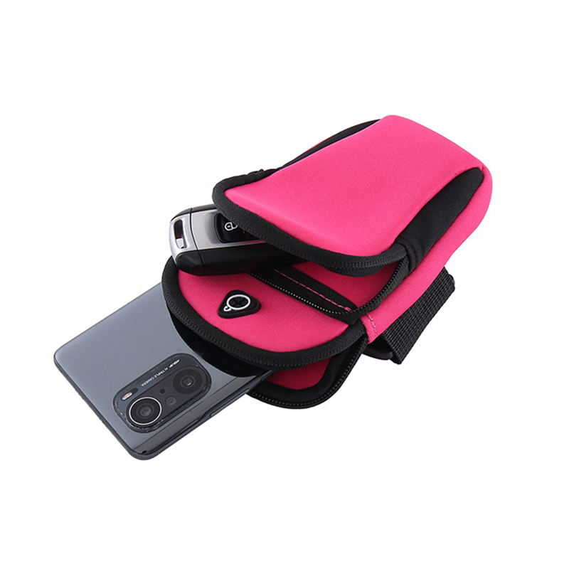 Rose red Sports Running Armband Bag Water Resistant Phone Pouch with Dual view 4
