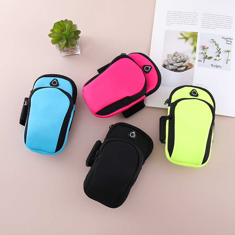 Green Sports Running Armband Bag Water Resistant Phone Pouch with Dual Zipper view 2
