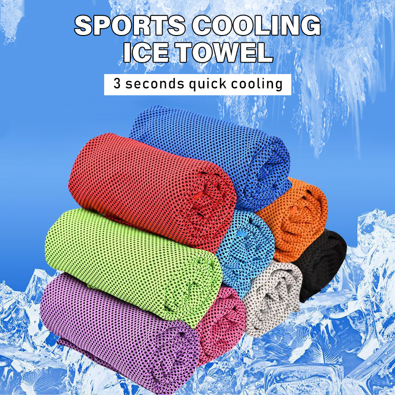 Green 5 Pack Instant Cooling Towel Set Soft Breathable Sports Sweat Towel for view 2